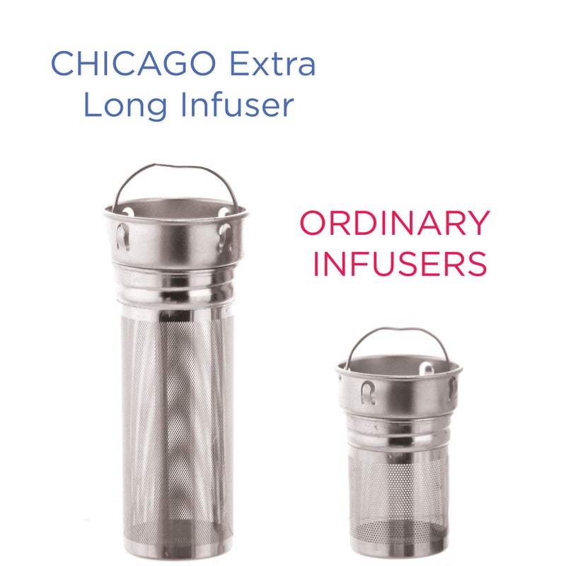 GROSCHE Chicago EXTRA LONG INFUSER 450 ml (15.2 fl. Oz) SOFT TOUCH - (Saturn) Tea and Fruit Infuser Water Bottle - Double Walled Vacuum Insulated Stainless Steel Flask | Hot & Cold Tea Infuser Bottle - Image 3
